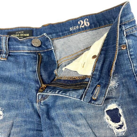 J.‎ Crew Indigo Denim Shorts Destroyed Distressed Jean Short Raw Hem Women's 26 - Picture 4 of 11